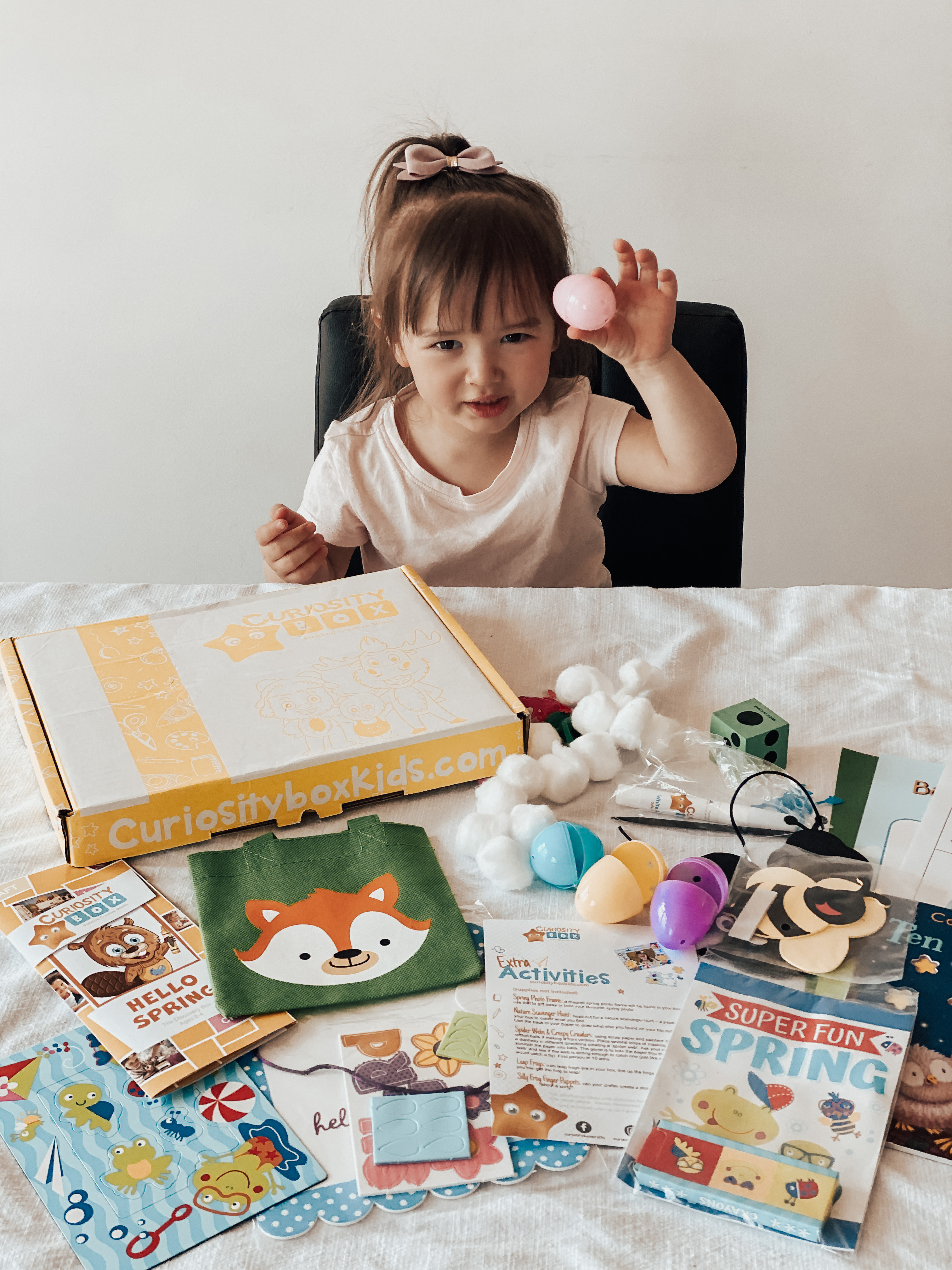 Family enjoying spring crafts together