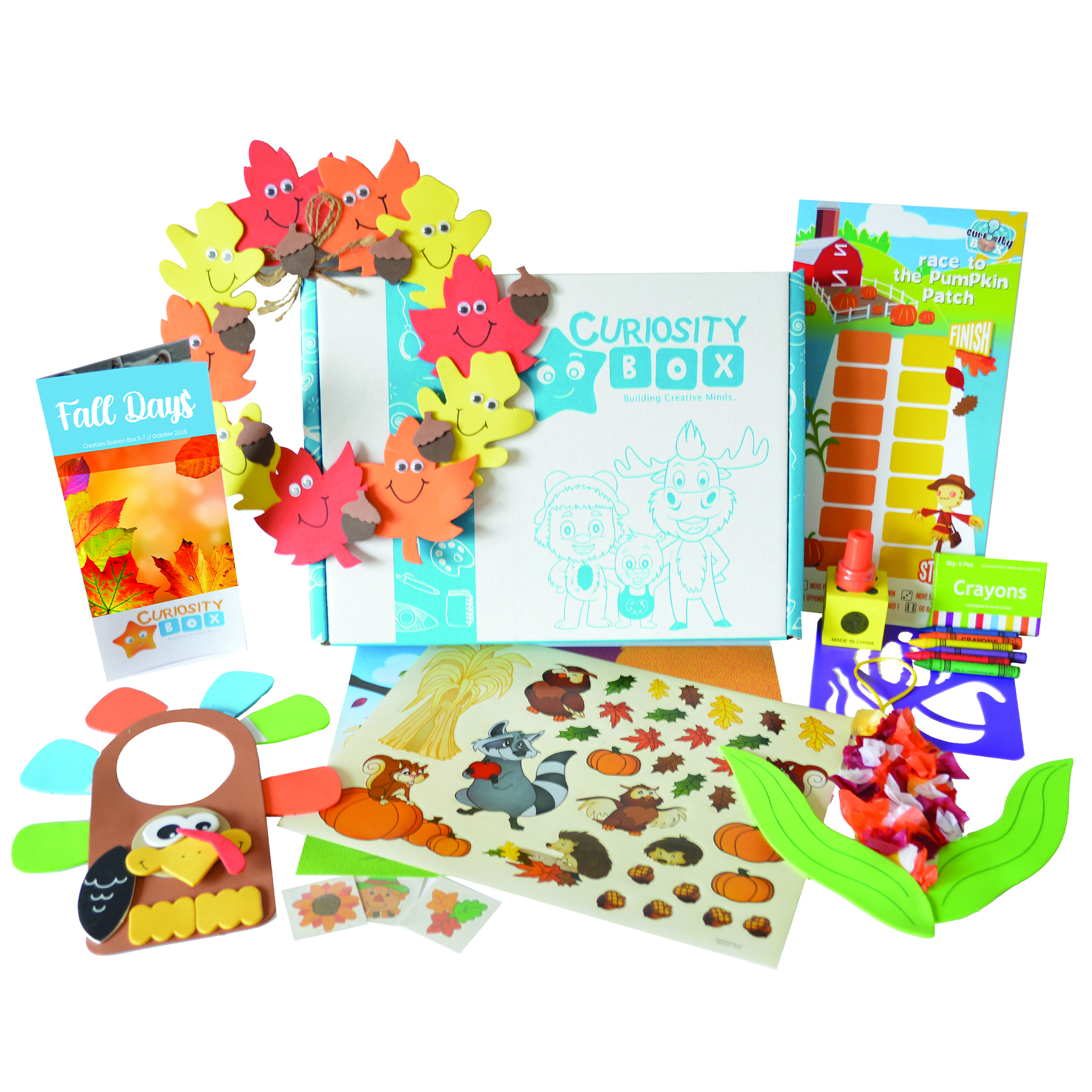 Fall craft box contents spread out