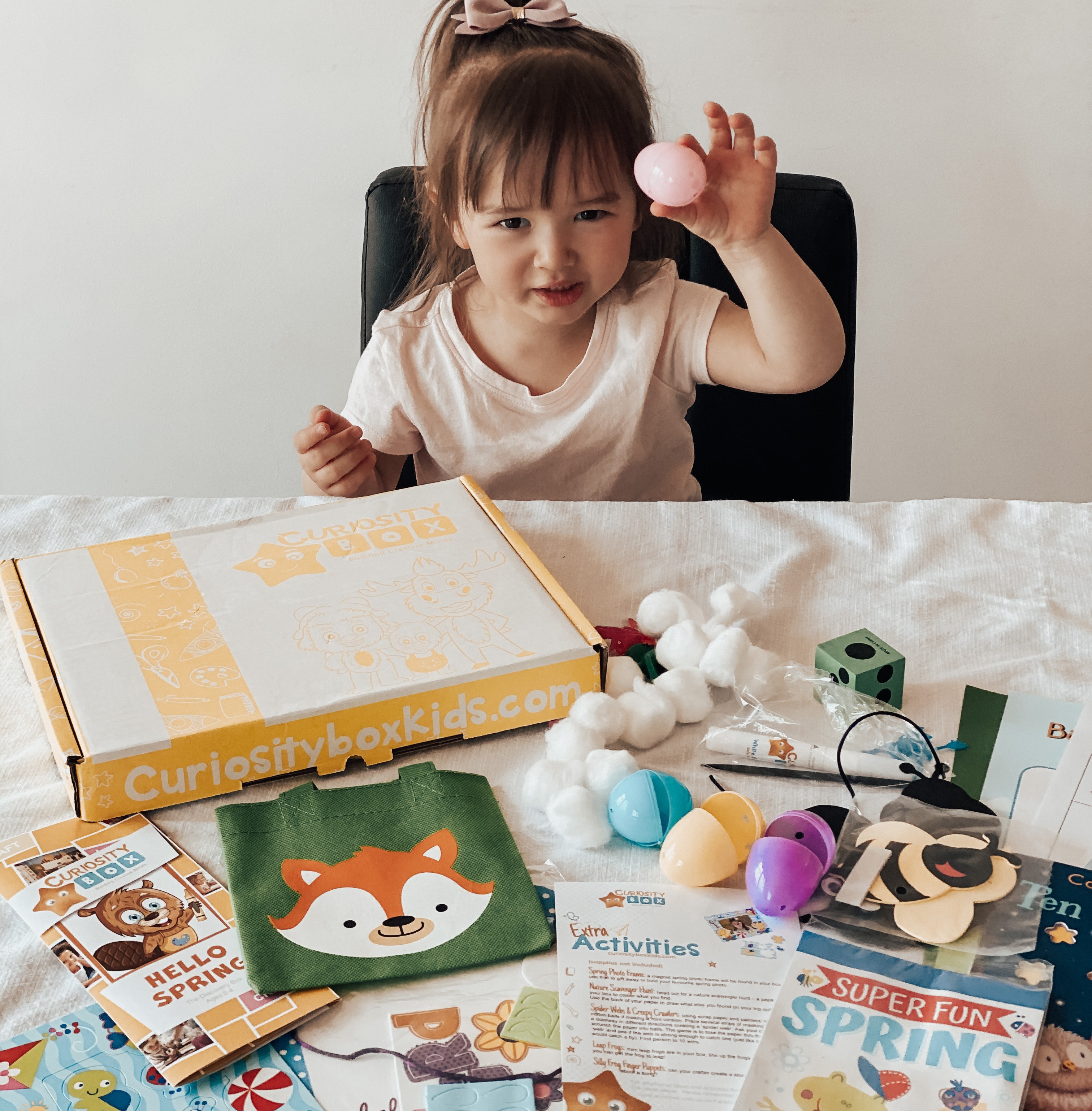 Inside a craft box with activities and supplies