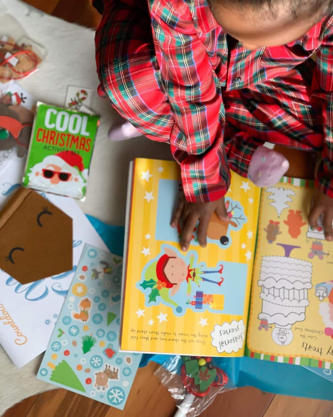 Child crafting Christmas decorations
