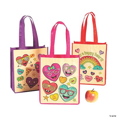 Color your own Valentine tote bag activity